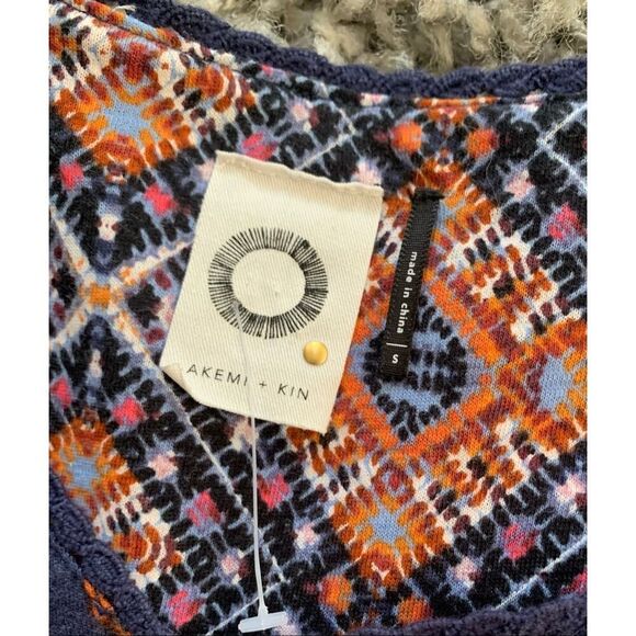 Anthropologie Akemi + Kin BOHO print Tunic Shirt Top sz S - Picture 3 of 6